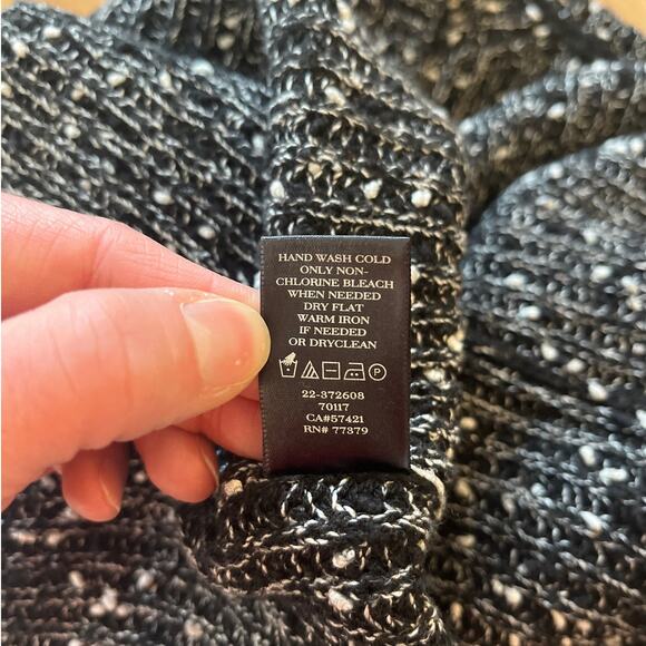 Ann Taylor Black White Marled Crewneck Tunic Sweater Size L Wool Blend Ribbed - Picture 5 of 7